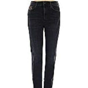 AGOLDE Womens Toni Distressed Mid Rise Straight Leg Raw Hem Jeans Size 23 Black